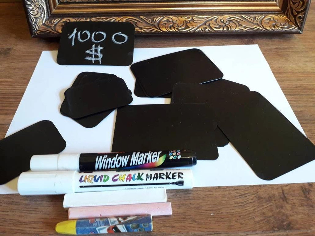 Flat Rectangle Chalkboard Tag | Plastic Price Label | Buffet Food Card | Table Sign