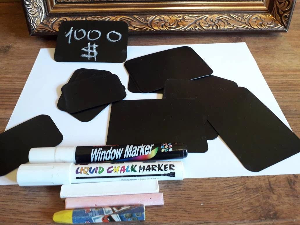 Flat Rectangle Chalkboard Tag | Plastic Price Label | Buffet Food Card | Table Sign