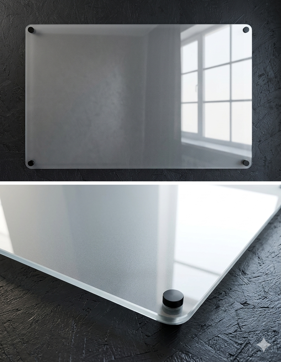 Frosted Glass Dry Erase Board | Sandblast Vision Board | Matte Wall-Mounted Glass Planner