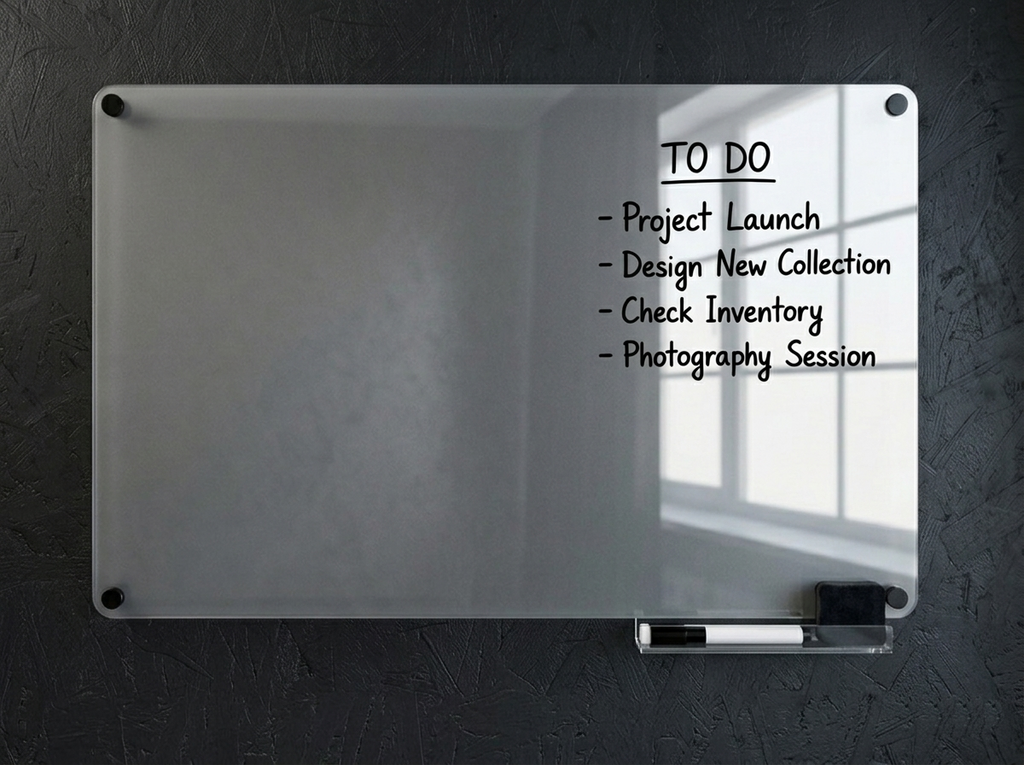 Frosted Glass Dry Erase Board | Sandblast Vision Board | Matte Wall-Mounted Glass Planner