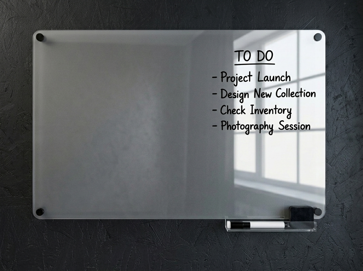 Frosted Glass Dry Erase Board | Sandblast Vision Board | Matte Wall-Mounted Glass Planner