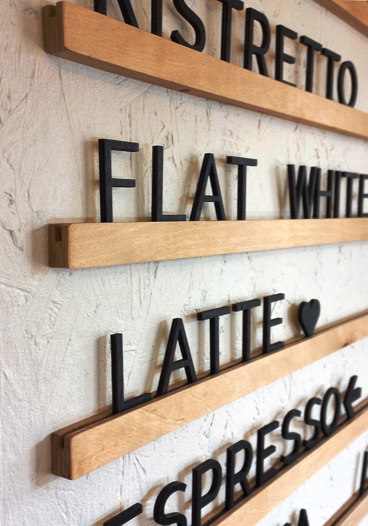 Black Letter Natural Wood Rails Menu Board | Changeable Hotel & Retail Sign | Price List Display