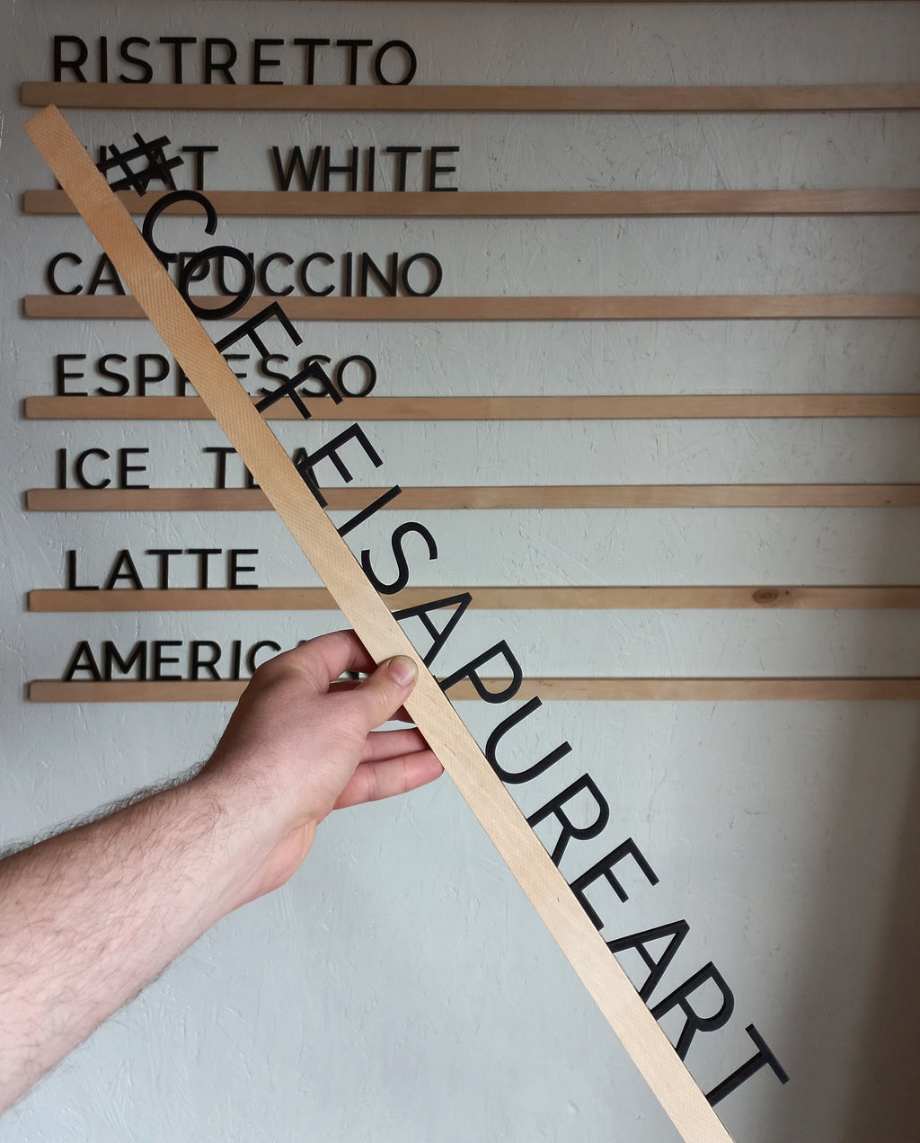Black Letter Natural Wood Rails Menu Board | Changeable Hotel & Retail Sign | Price List Display
