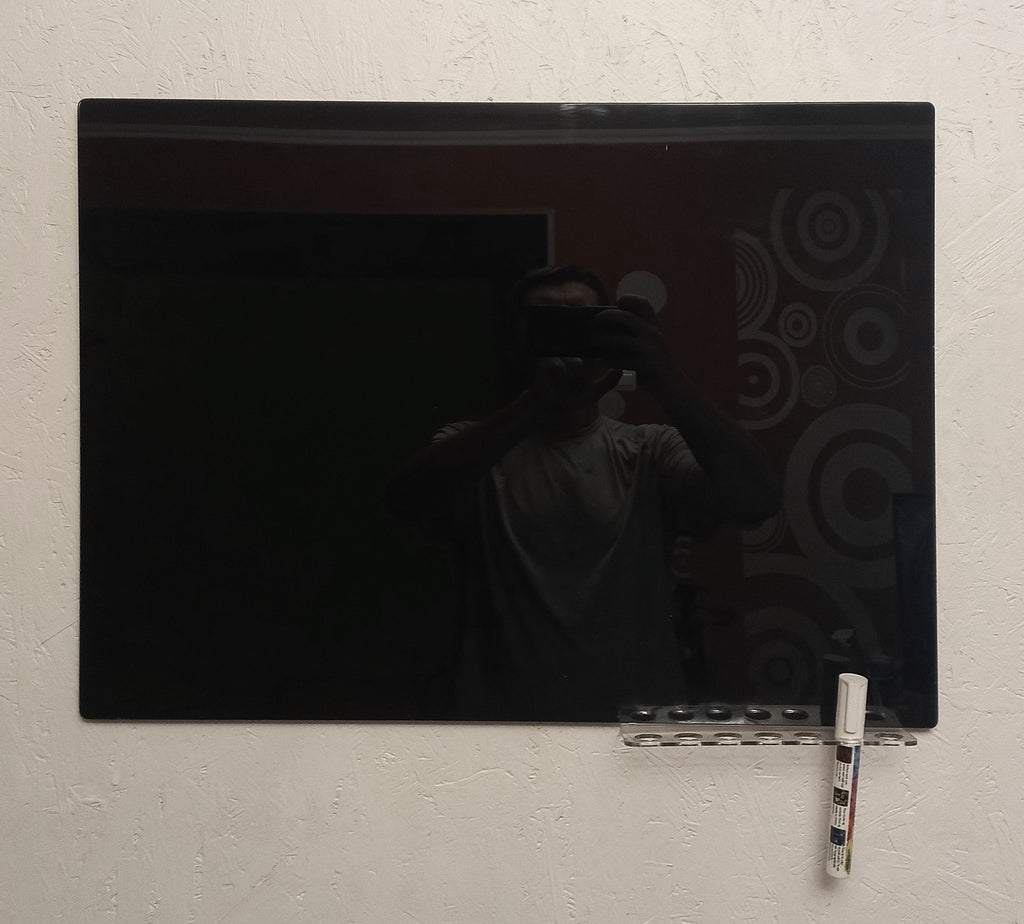 Black Magnetic Glass Board | Dry Erase Tempered Glass Board | Home Office Wall Mount