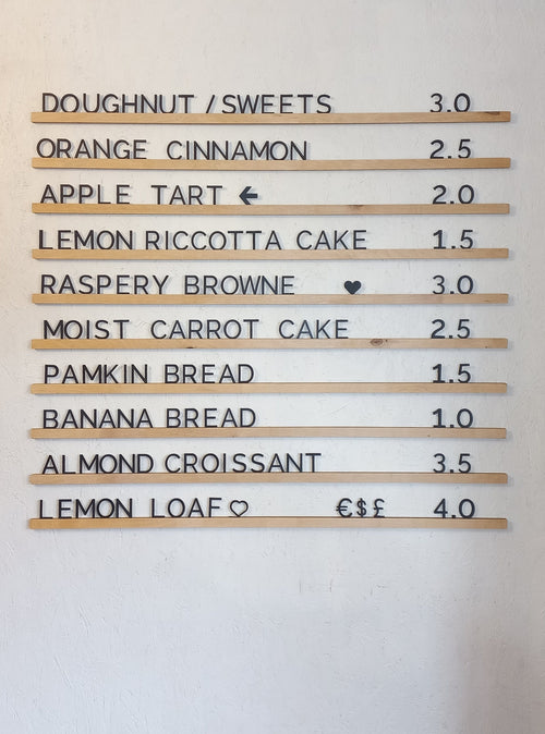 Black Letter Natural Wood Rails Menu Board | Changeable Hotel & Retail Sign | Price List Display