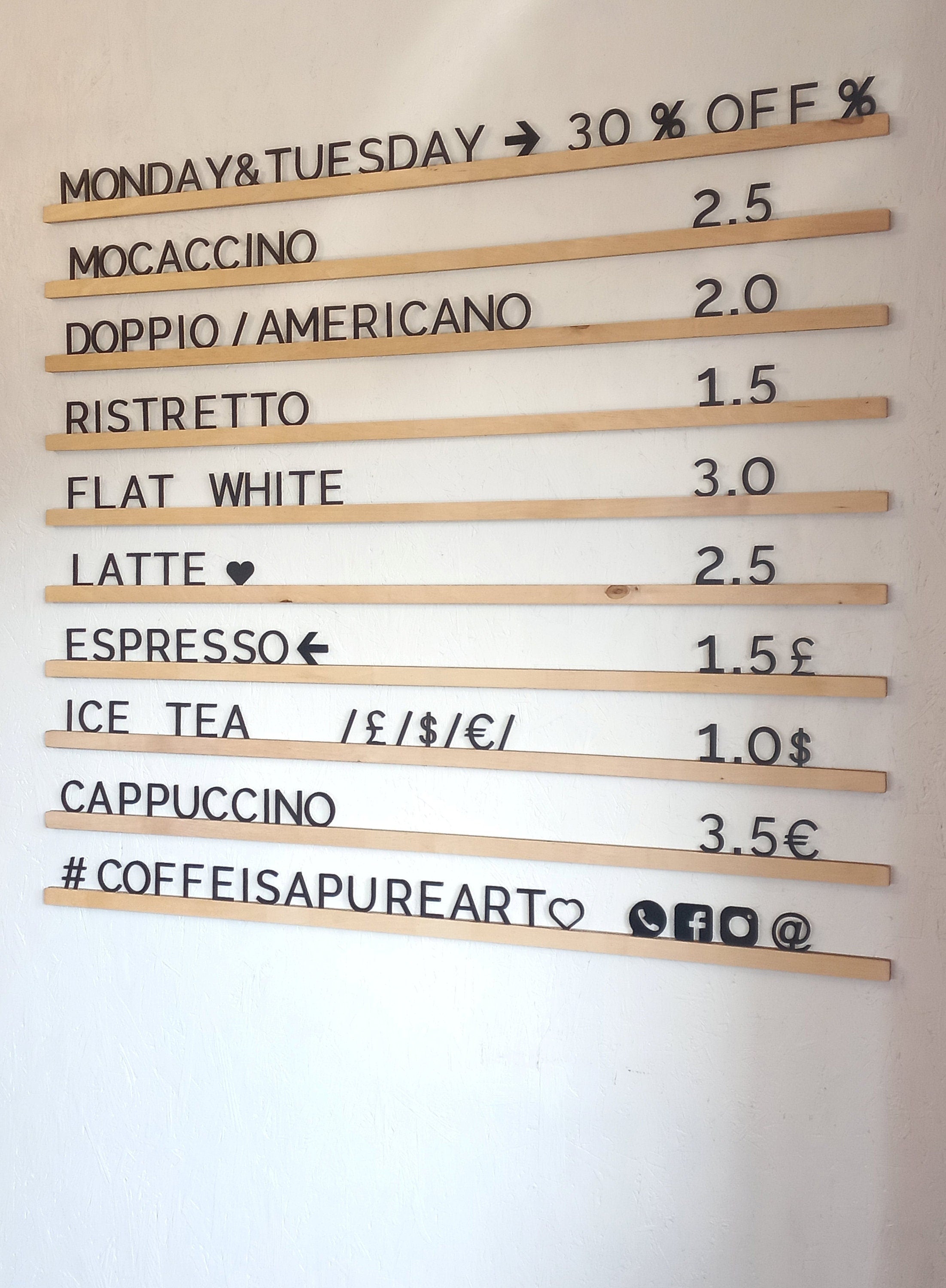 Black Letter Natural Wood Rails Menu Board | Changeable Hotel & Retail Sign | Price List Display