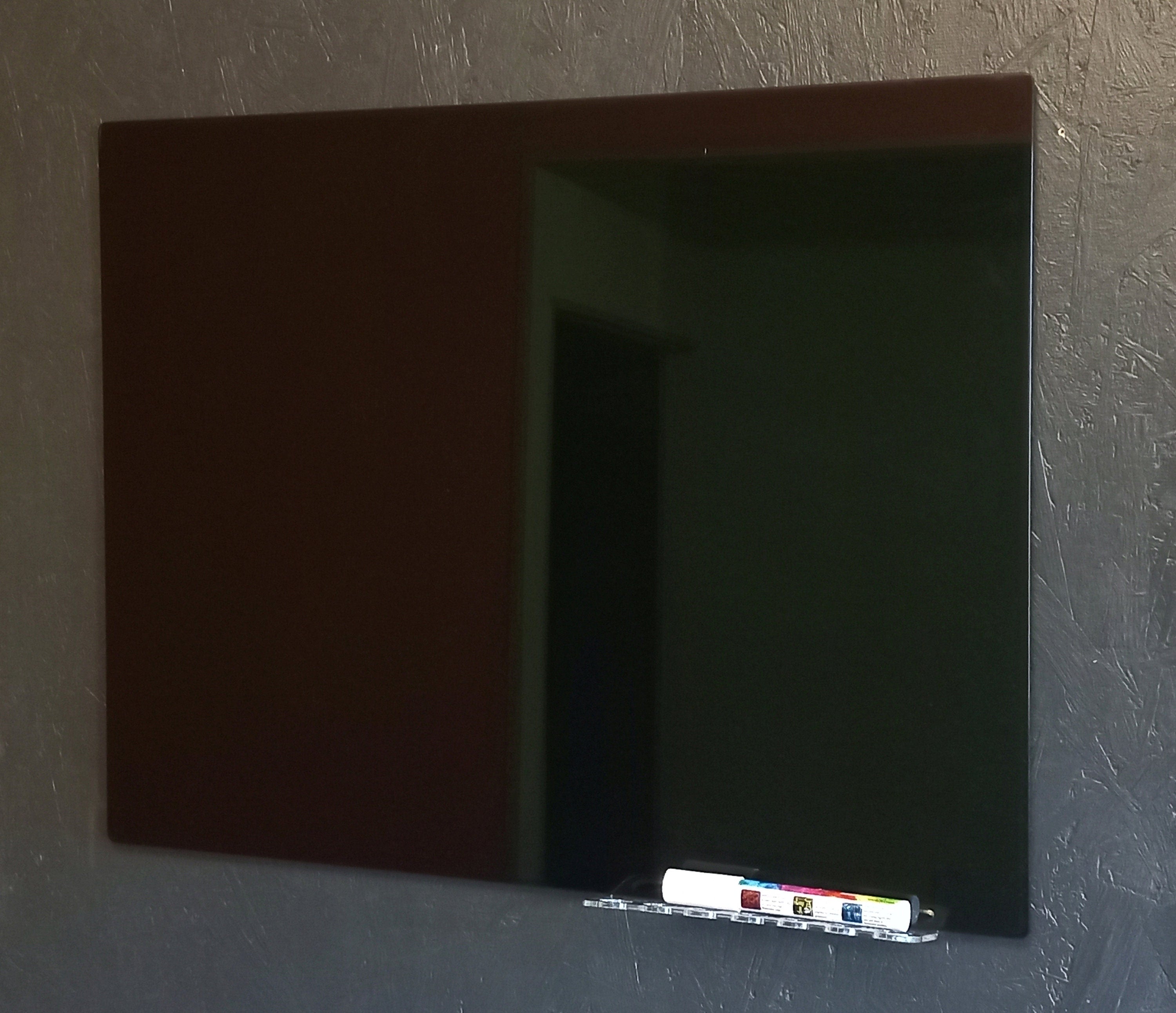 Black Magnetic Tempered Glass Board | Dry Erase Gloss Black Board | Safe Glass Note Board for Home and Office