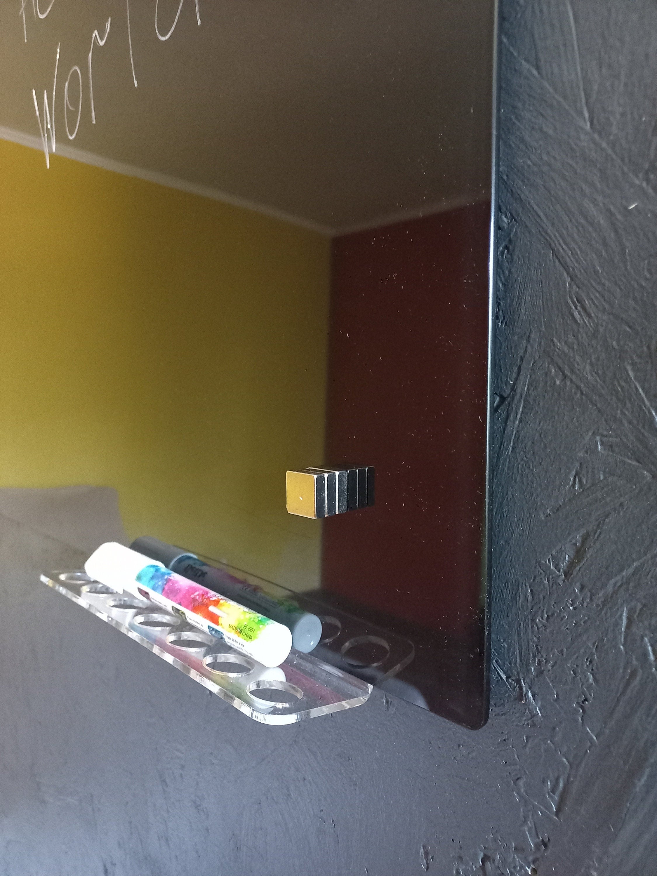 Black Magnetic Tempered Glass Board | Dry Erase Gloss Black Board | Safe Glass Note Board for Home and Office