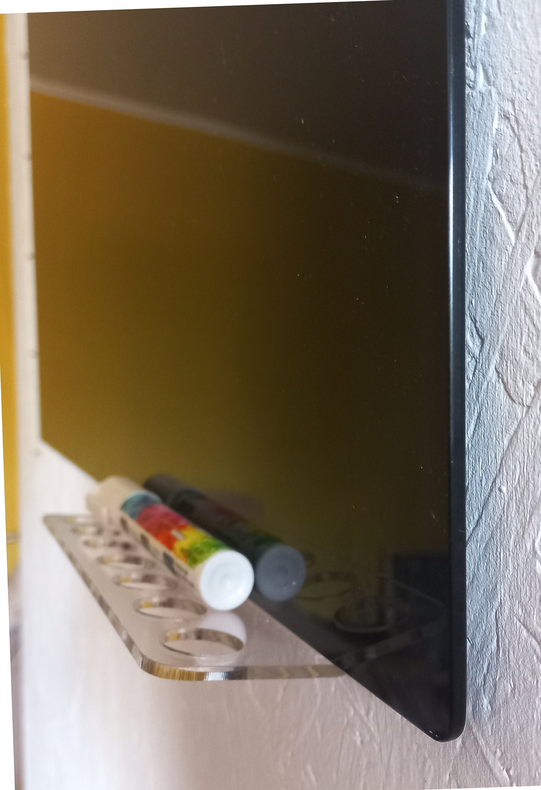 Black Magnetic Tempered Glass Board | Dry Erase Gloss Black Board | Safe Glass Note Board for Home and Office