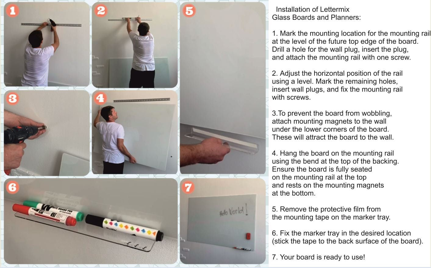 White Magnetic Glass Board | Dry Erase Tempered Glass Whiteboard | Home Office Wall Mount