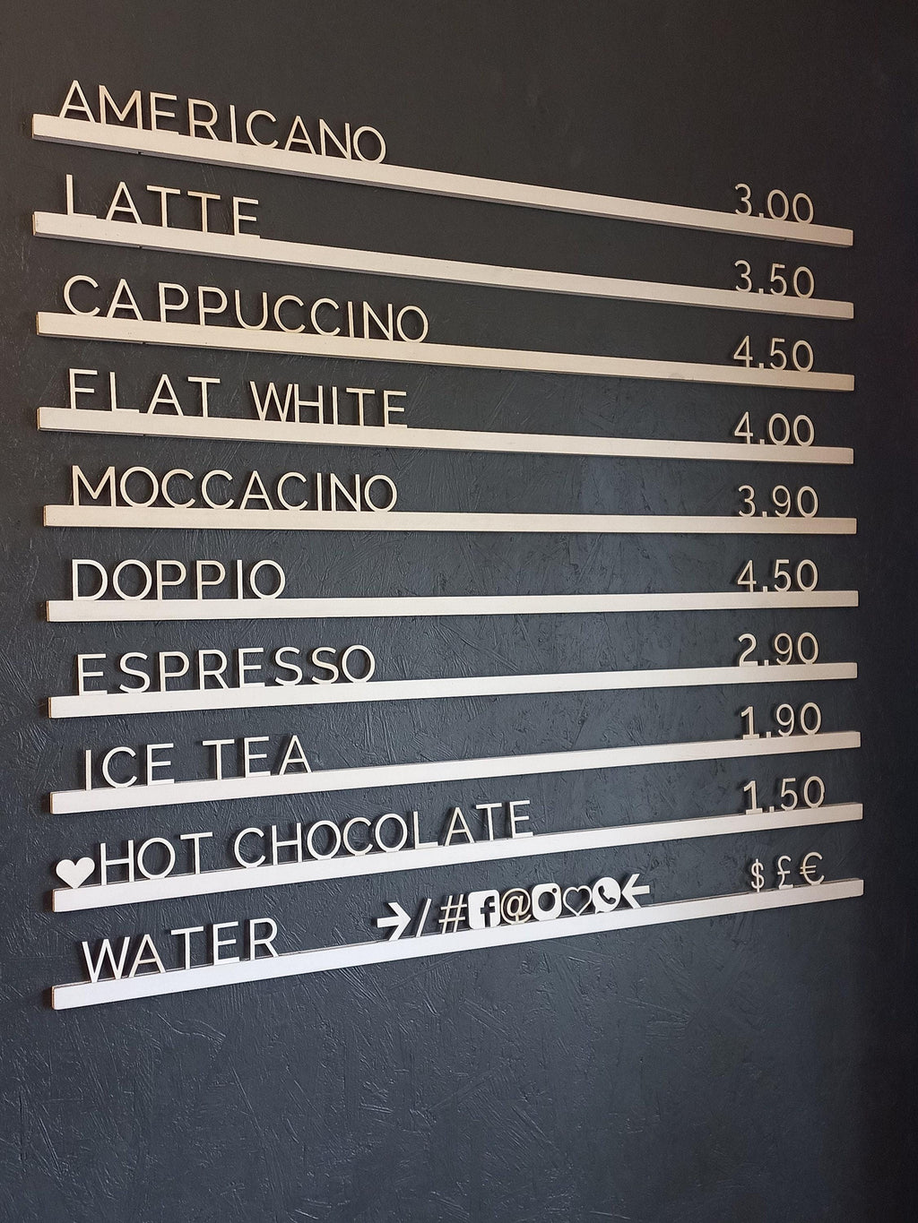 Custom Color Wooden Menu Board | Changeable Letter Board | Choose Rail & Letter Color