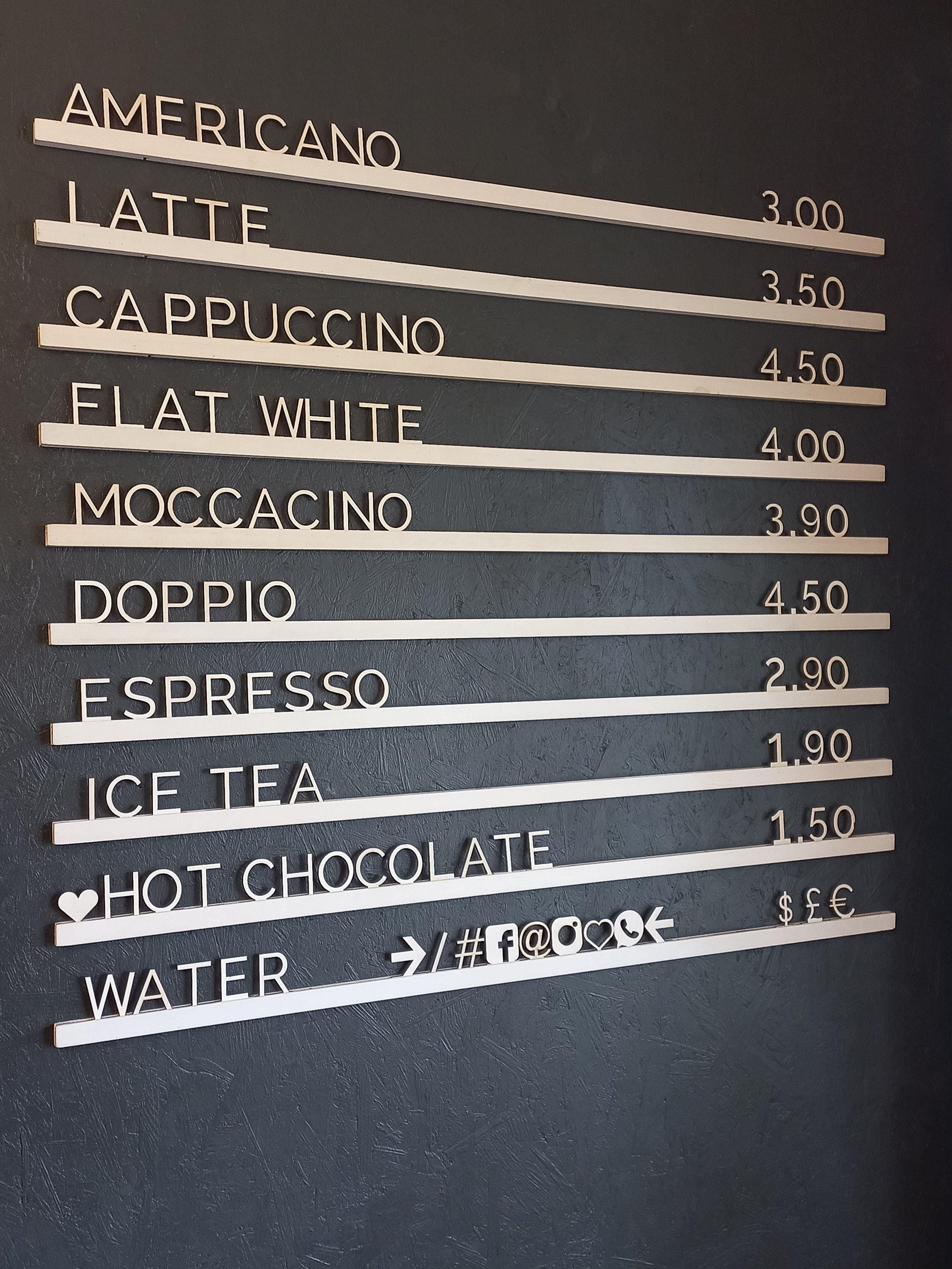 Custom Color Wooden Menu Board | Changeable Letter Board | Choose Rail & Letter Color