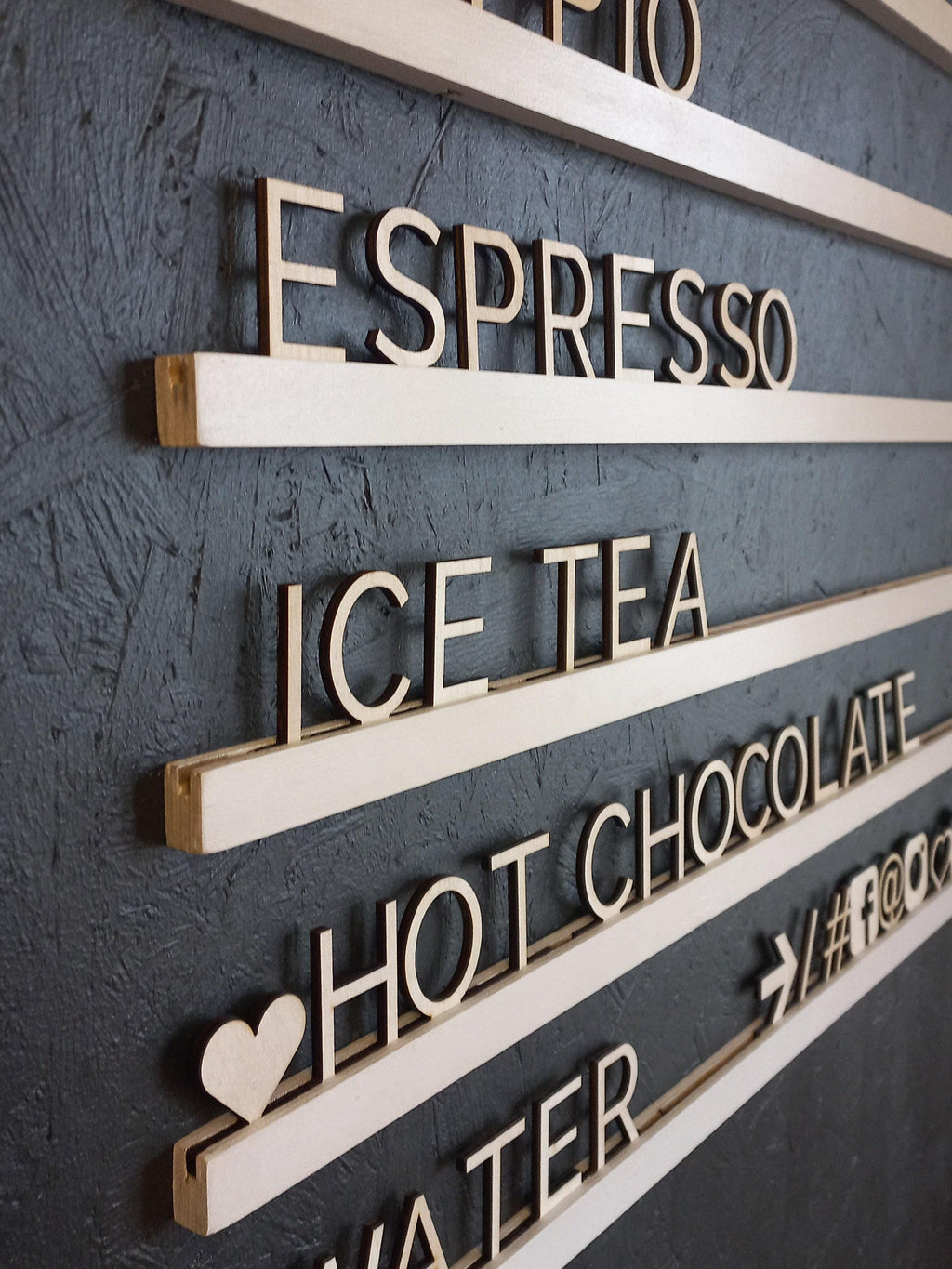 Custom Color Wooden Menu Board | Changeable Letter Board | Choose Rail & Letter Color