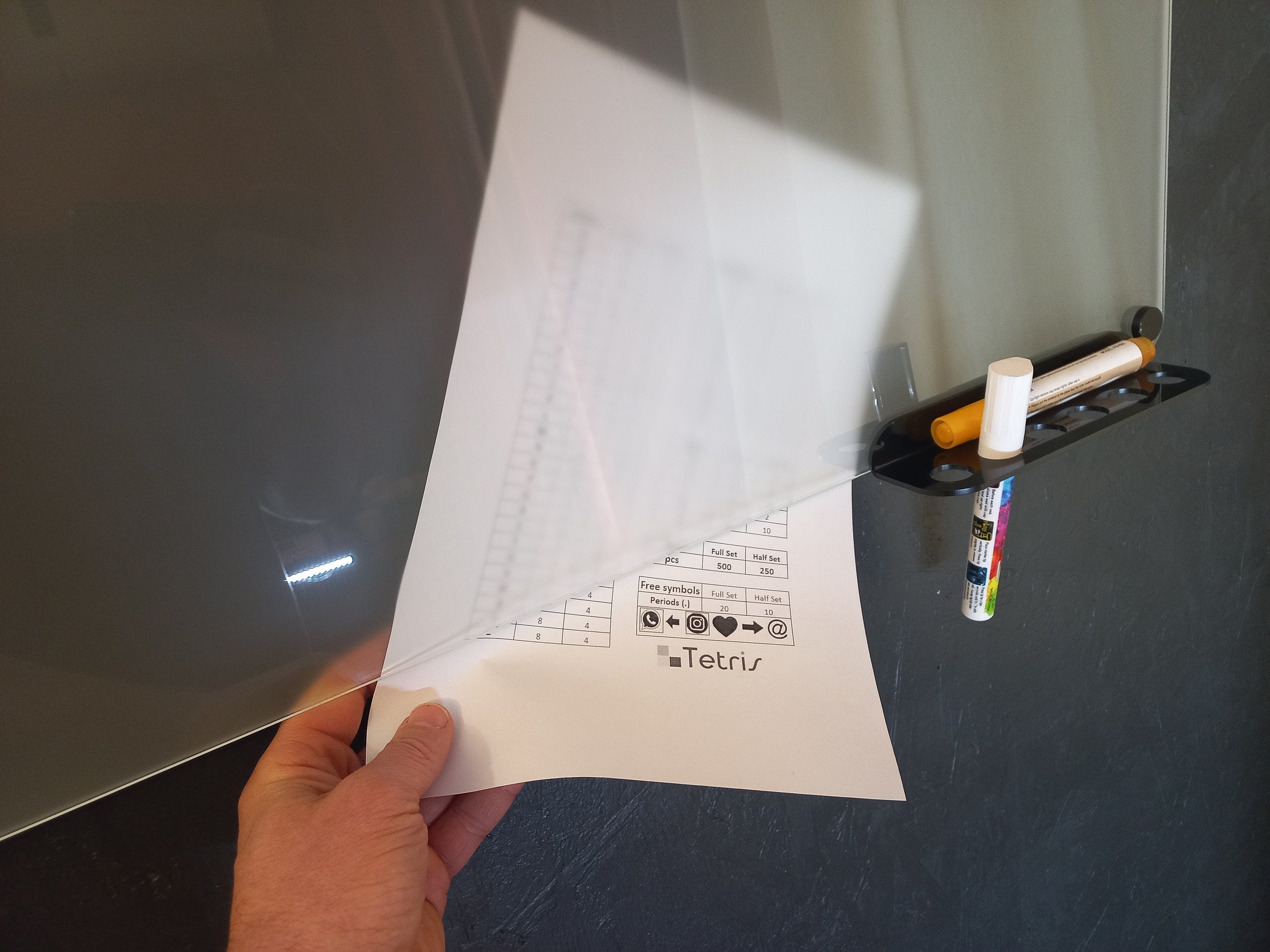 Clear Matt Tempered Glass Dry Erase Whiteboard | Dry Erase Safe Sandblast Glass To-Do List Board | Large Vision Board | Home Office Decor