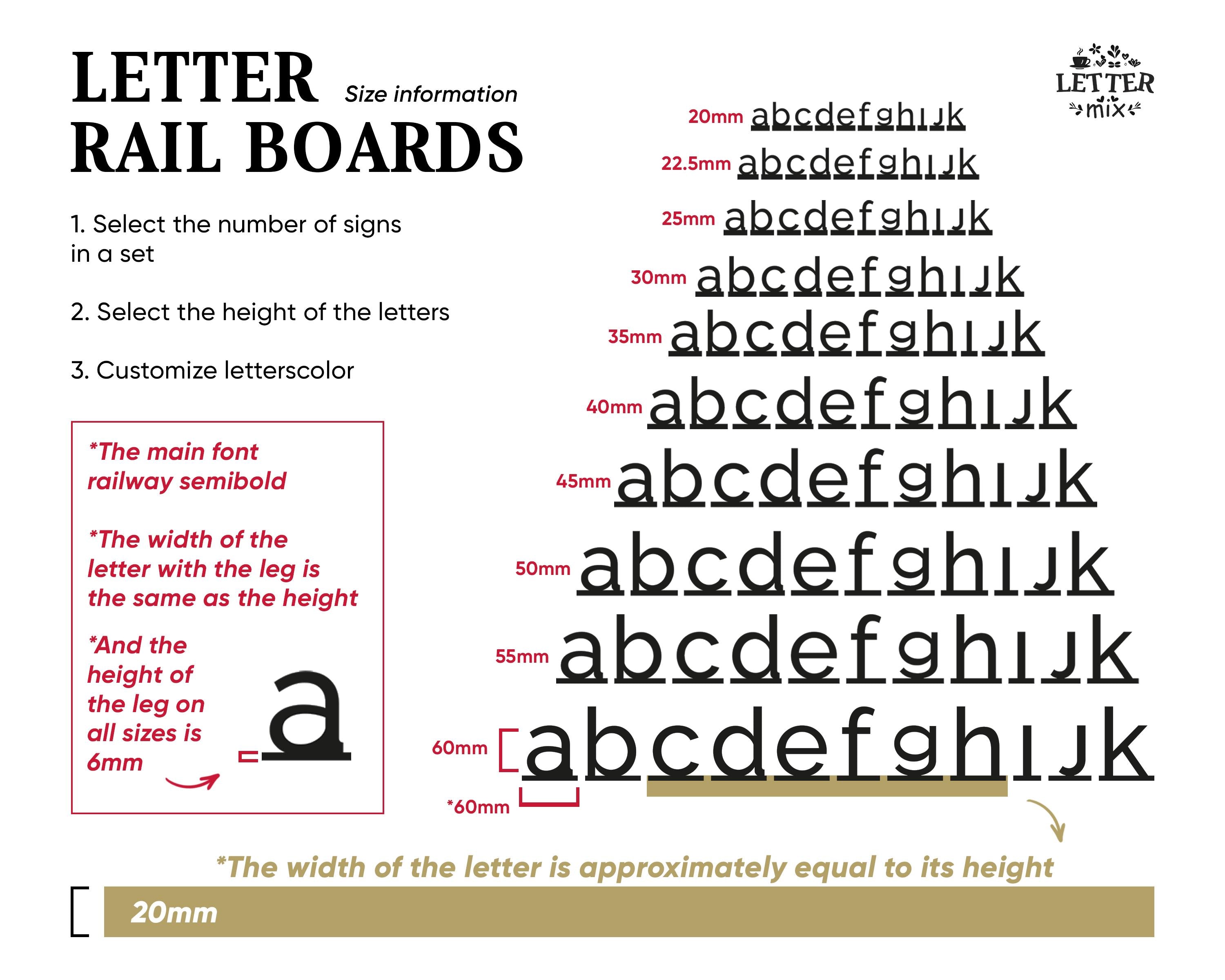 Customizable Small Wooden Letter Set for Dream Menu Board (rails sold separately) - Select size and quantity for your Perfect Menu Display