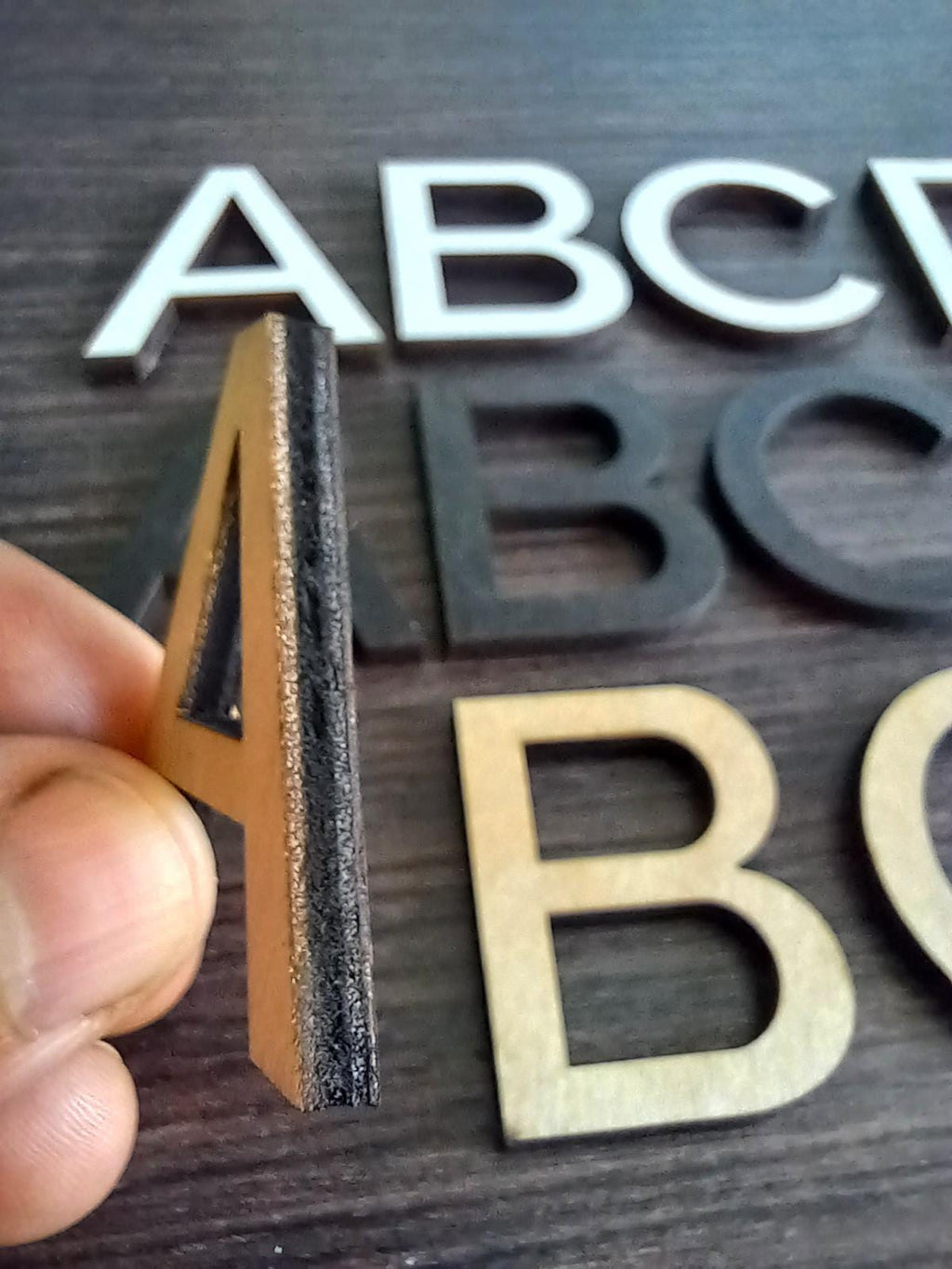 Any Font Small Self-adhesive Wooden Letters for Wall Menu Letter Board, Office Directory, Business Display