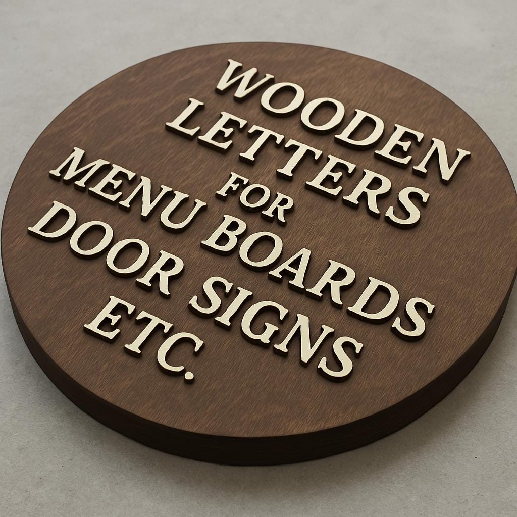 Self-adhesive Light Wooden Letters for Wall Menu Board – Café Signage, Office Directory,  Letter Set for Restaurant or Business Display