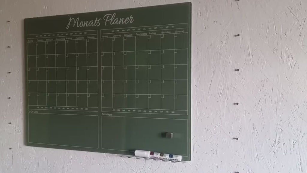 2-Month Magnetic Glass Wall Calendar | Custom Family Planner | Dry Erase Tempered Glass Board